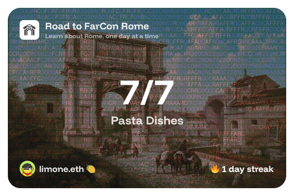 Road to FarCon Rome — Pasta Dishes